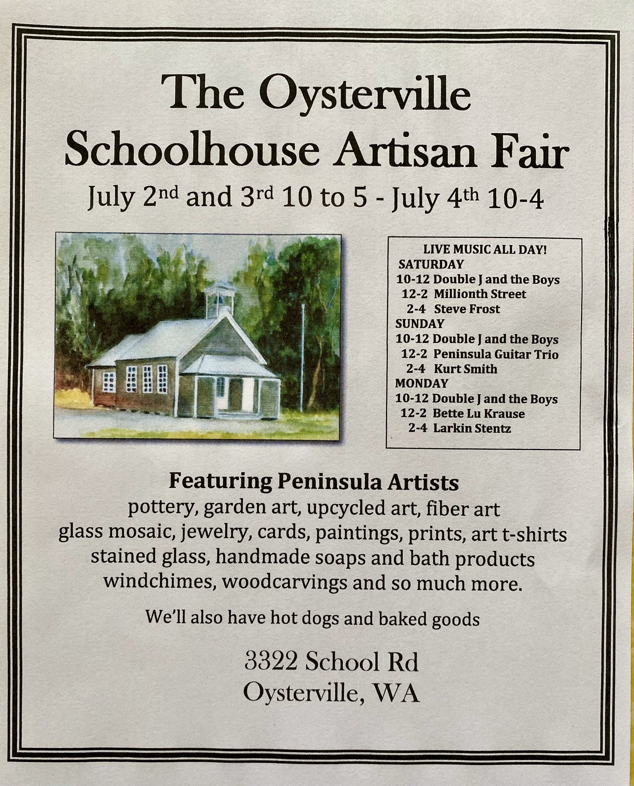 Oysterville Schoolhouse Artisan Fair